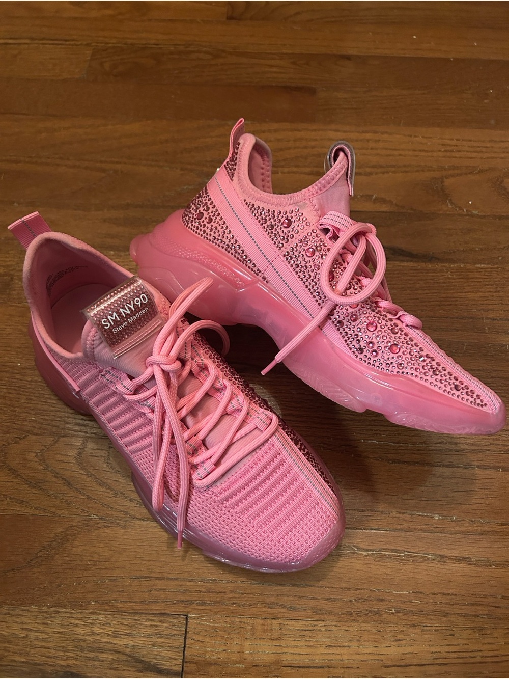 Steve Madden Maxima Pink Embellished Rhinestones Athletic Sneakers